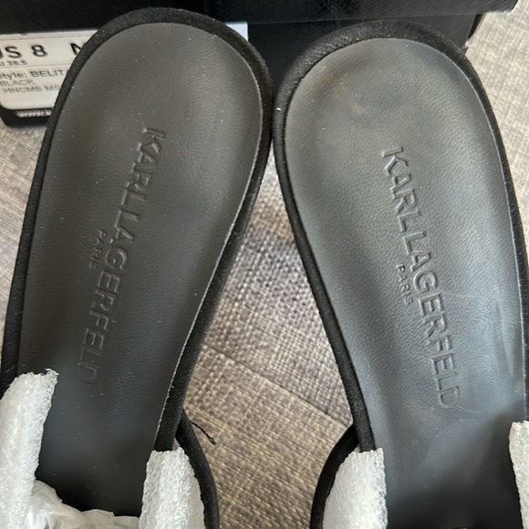 Karl Lagerfeld Paris Belita Black Suede Heeled Slide w/Gems - Picture 5 of 11